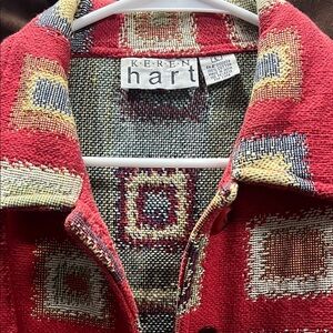 Karen Hart Geometric Woven Jacket Boho - Size large